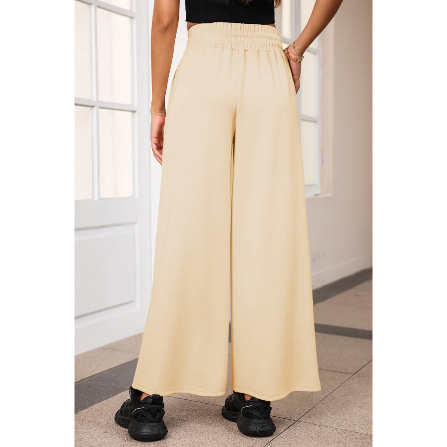 Drawstring Wide Leg Pants with Pockets Apparel and Accessories