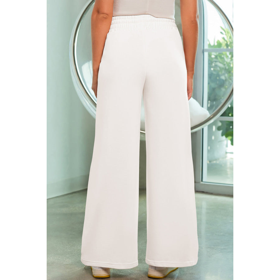 Drawstring Wide Leg Pants with Pockets Apparel and Accessories
