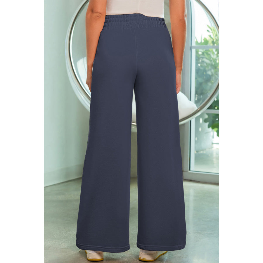 Drawstring Wide Leg Pants with Pockets Apparel and Accessories