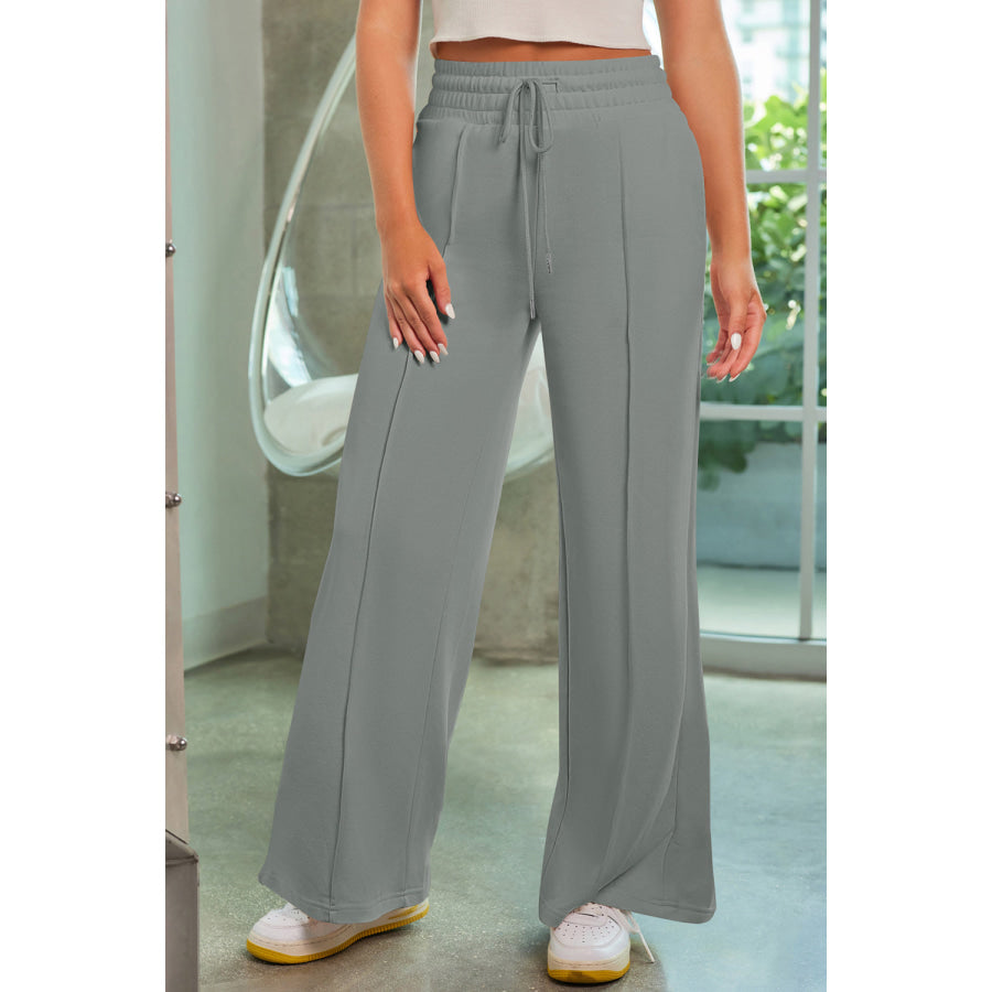 Drawstring Wide Leg Pants with Pockets Apparel and Accessories