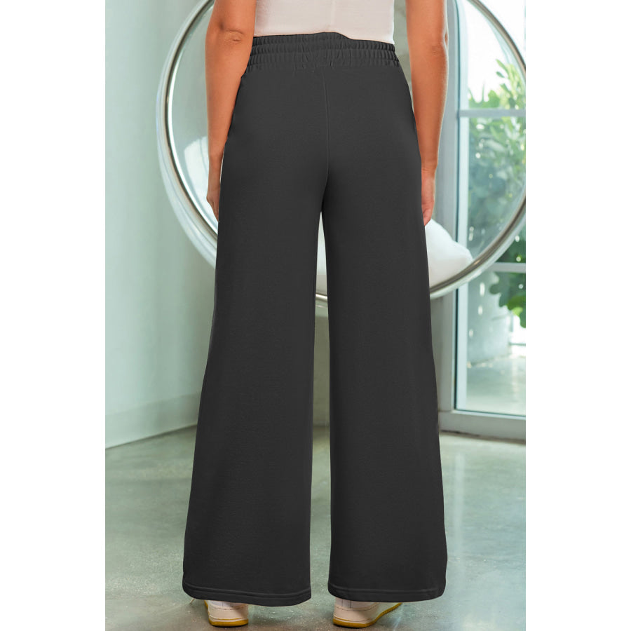 Drawstring Wide Leg Pants with Pockets Apparel and Accessories