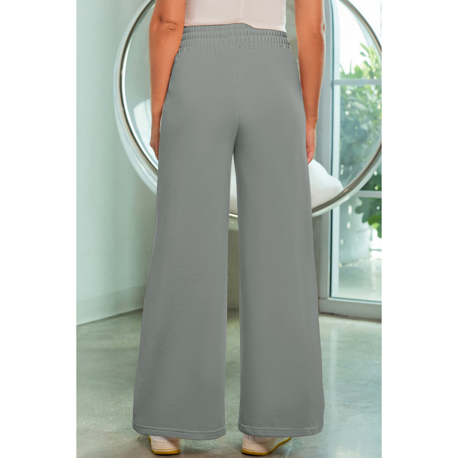 Drawstring Wide Leg Pants with Pockets Apparel and Accessories