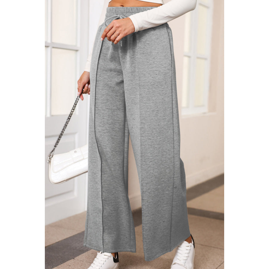 Drawstring Wide Leg Pants with Pockets Apparel and Accessories