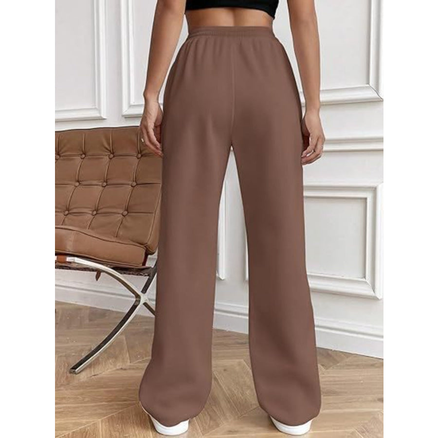 Drawstring Wide Leg Pants with Pockets Apparel and Accessories