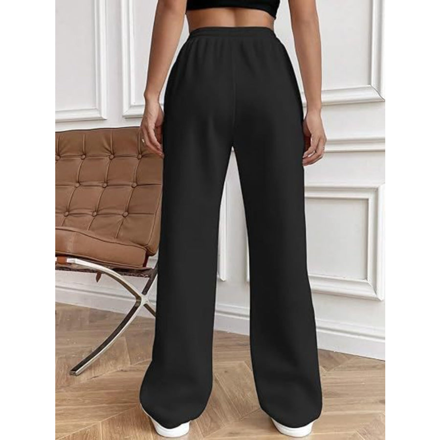 Drawstring Wide Leg Pants with Pockets Apparel and Accessories