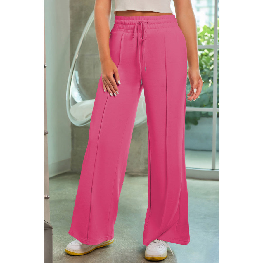 Drawstring Wide Leg Pants with Pockets Apparel and Accessories