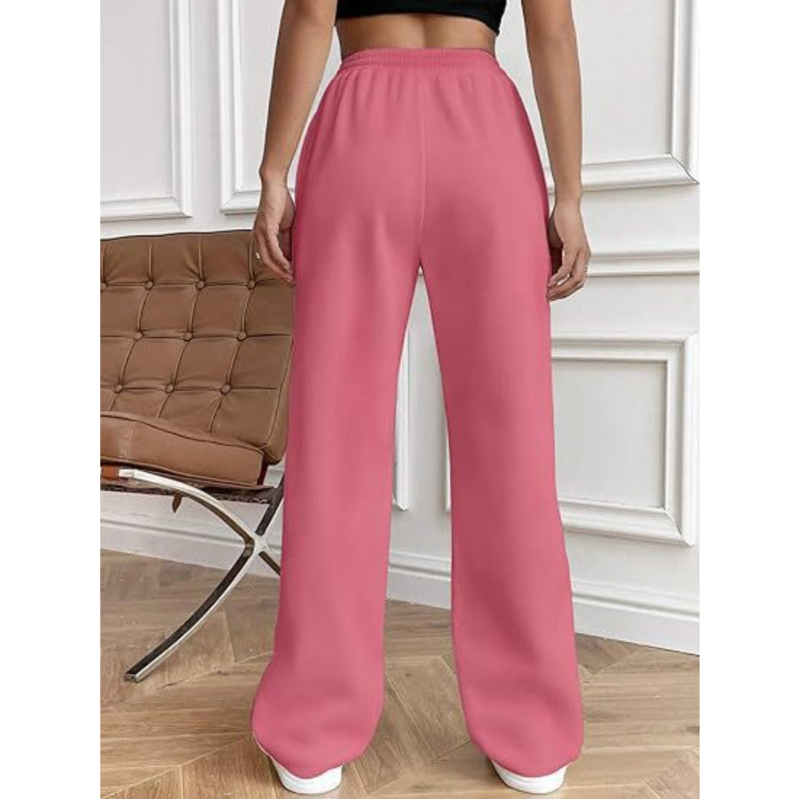 Drawstring Wide Leg Pants with Pockets Apparel and Accessories
