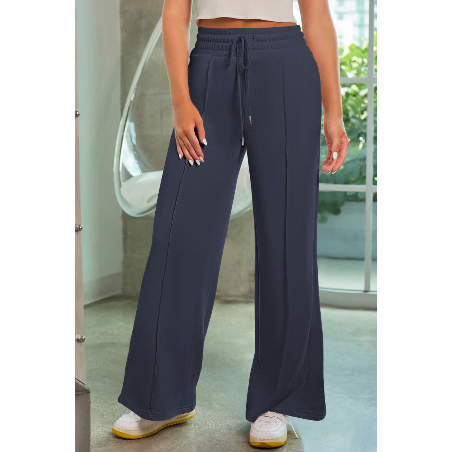 Drawstring Wide Leg Pants with Pockets French Blue / S Apparel and Accessories