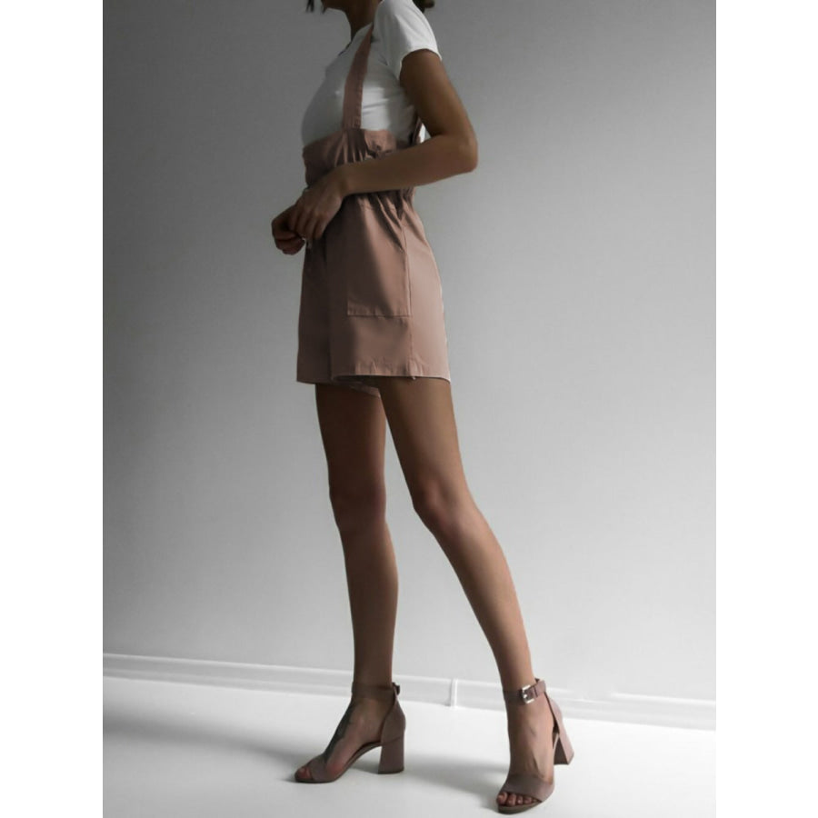 Drawstring Wide Strap Overalls with Pockets Apparel and Accessories