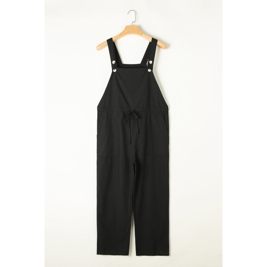 Drawstring Wide Strap Overalls with Pockets Apparel and Accessories