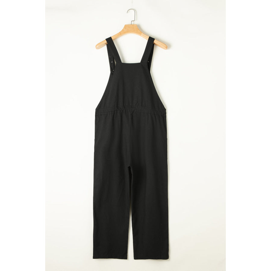 Drawstring Wide Strap Overalls with Pockets Apparel and Accessories