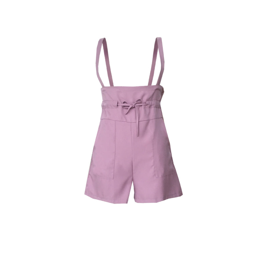 Drawstring Wide Strap Overalls with Pockets Apparel and Accessories