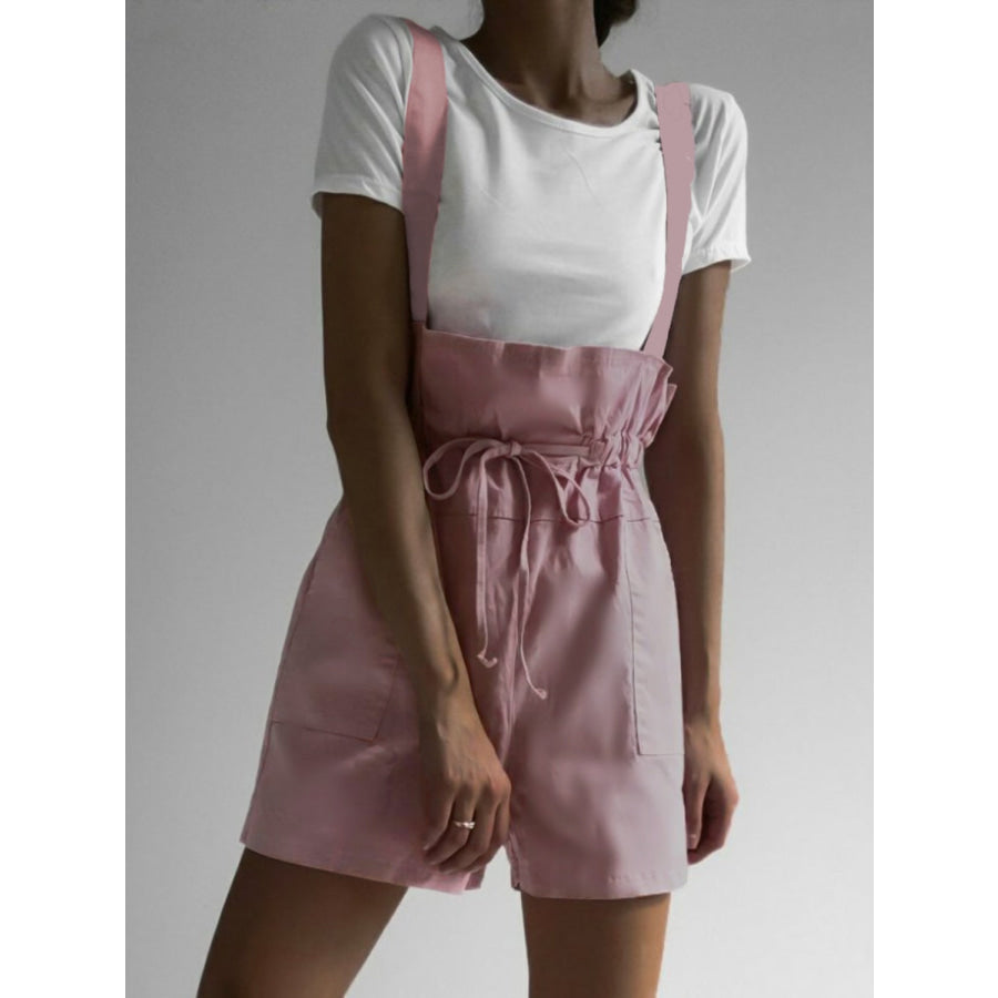 Drawstring Wide Strap Overalls with Pockets Dusty Pink / S Apparel and Accessories