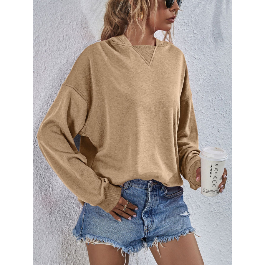 Dropped Shoulder Slit Hoodie