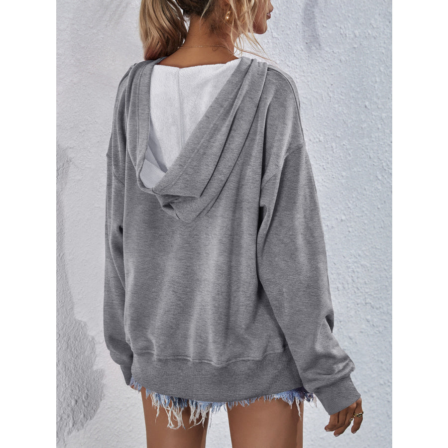 Dropped Shoulder Slit Hoodie