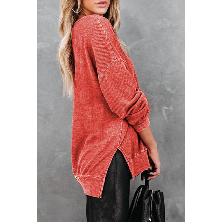 Dropped Shoulder Slit Sweatshirt