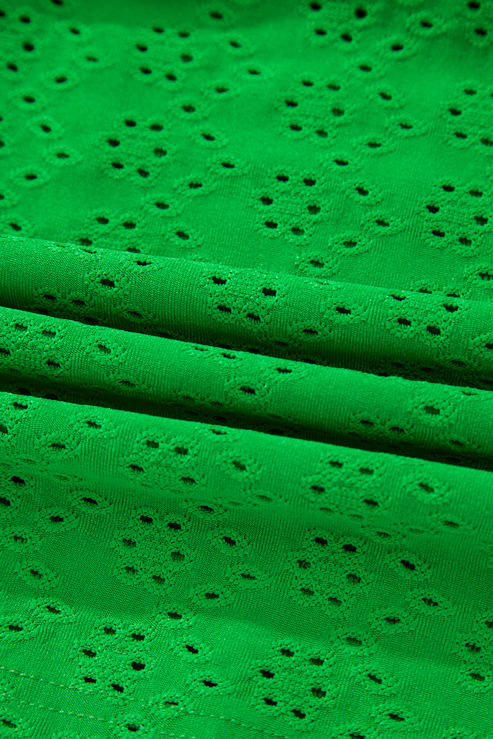 Green Textured Frilled Short Sleeve Plus Size Babydoll Blouse Plus Size/Plus Size Tops/Plus Size Blouses & Shirts