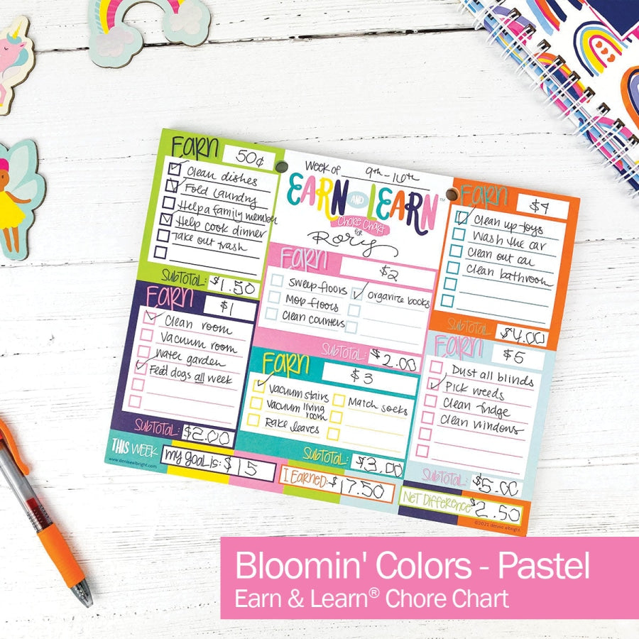 Earn &amp; Learn® Kids Money Management Chore Chart Pad Bloomin’ Colors Pads