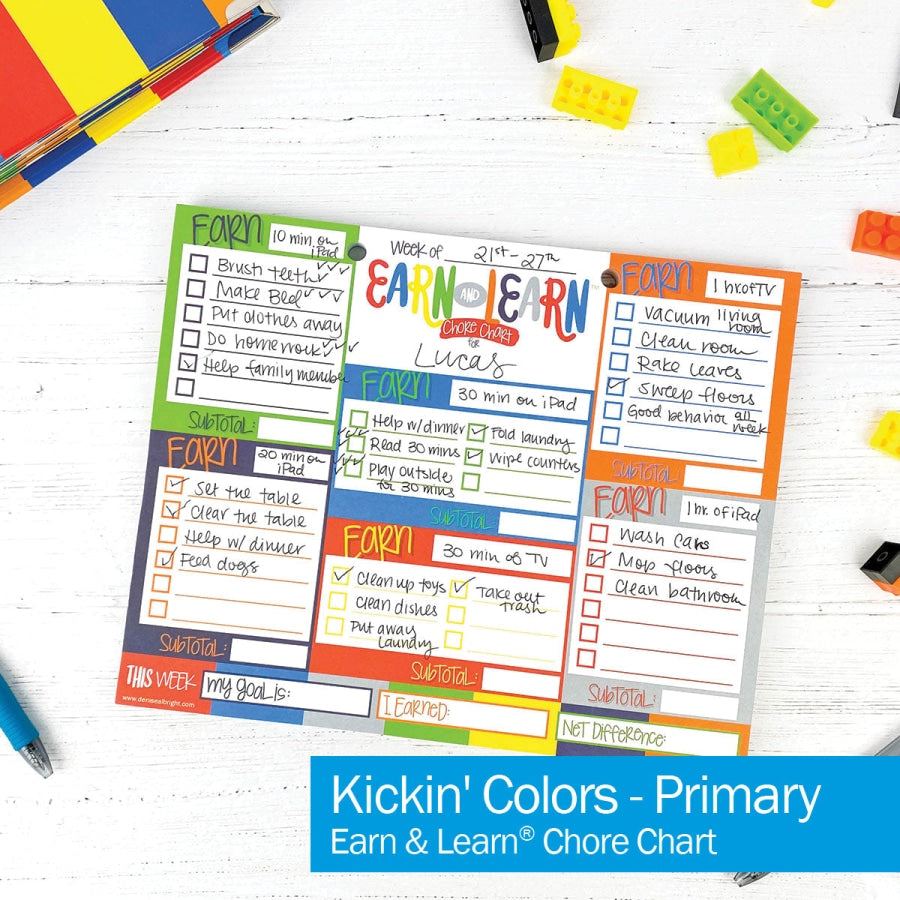 Earn &amp; Learn® Kids Money Management Chore Chart Pad Kickin’ Colors Pads