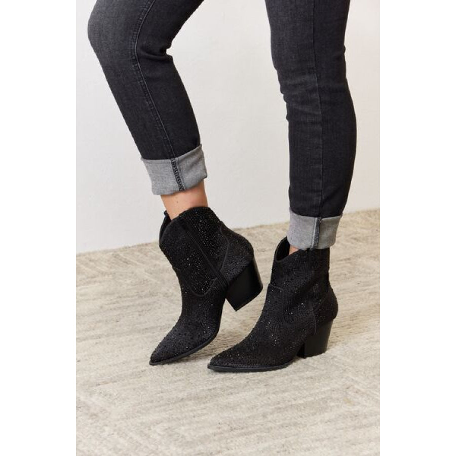 East Lion Corp Rhinestone Ankle Cowboy Boots Clothing