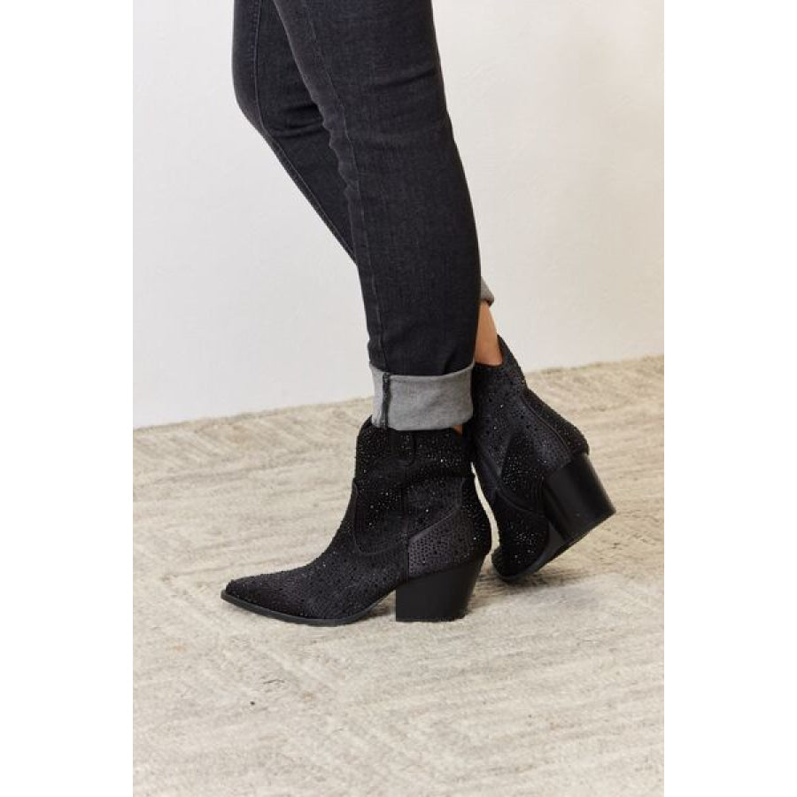 East Lion Corp Rhinestone Ankle Cowboy Boots Clothing