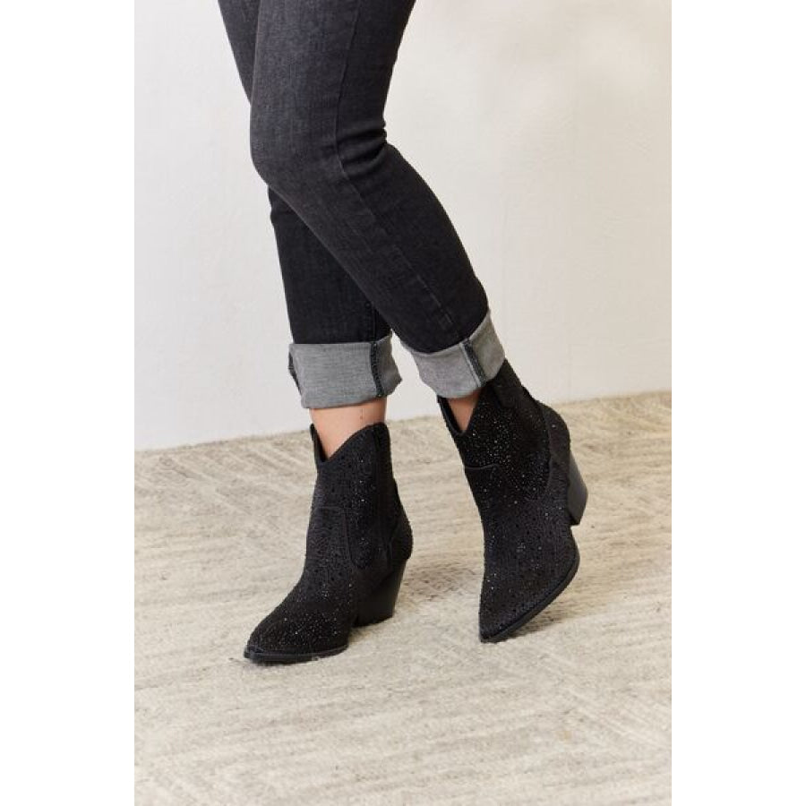 East Lion Corp Rhinestone Ankle Cowboy Boots Clothing