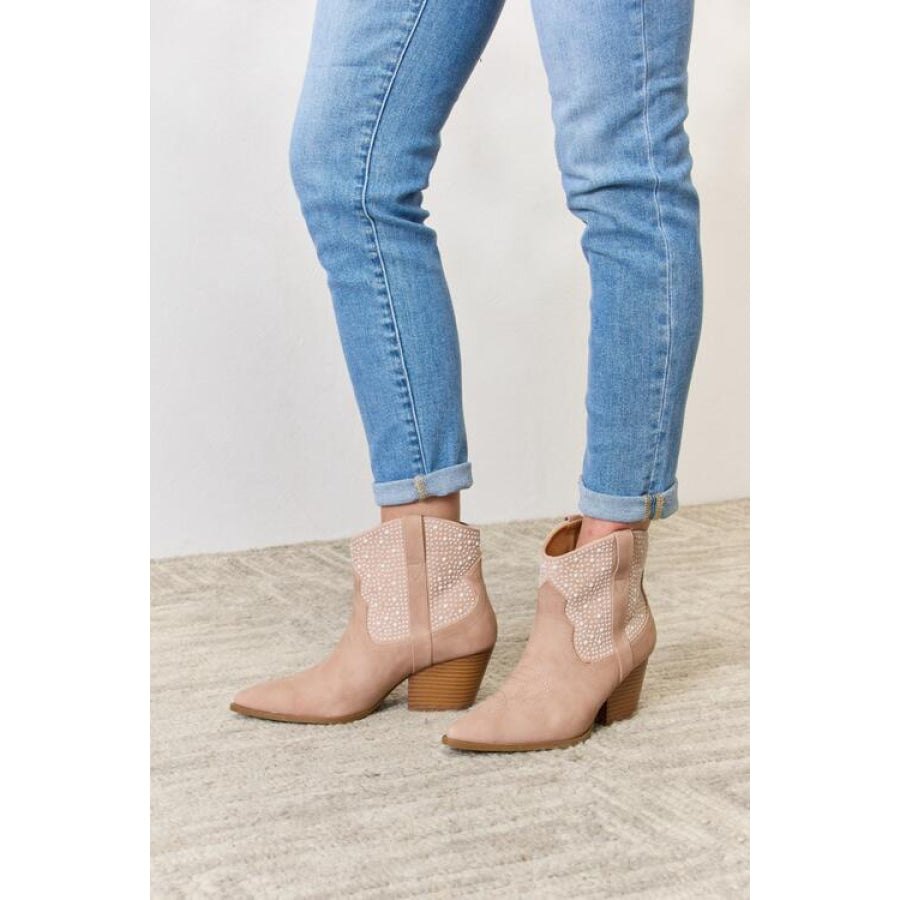 East Lion Corp Rhinestone Ankle Cowgirl Booties Clothing