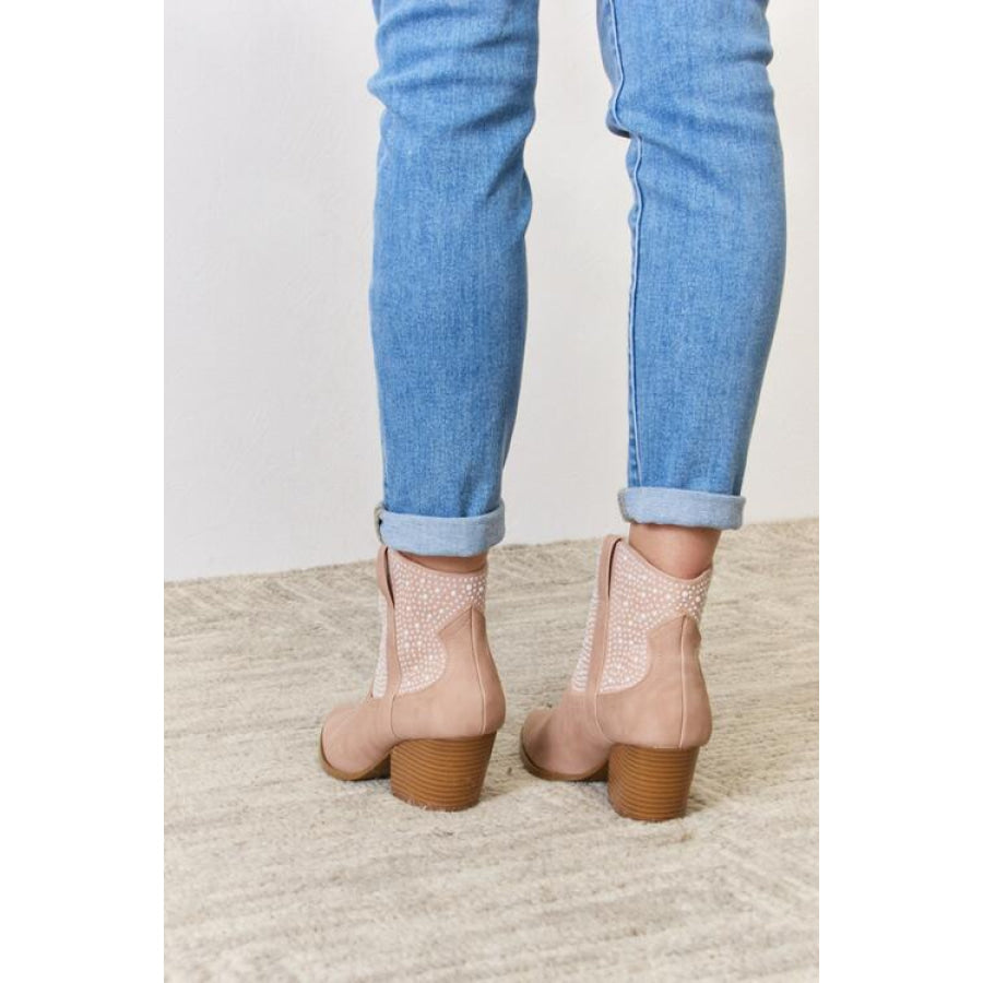 East Lion Corp Rhinestone Ankle Cowgirl Booties Clothing