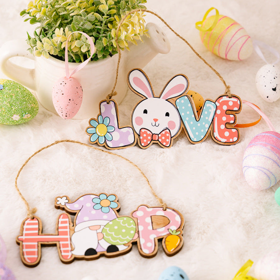 Easter Letter Wooden Hanging Widget Apparel and Accessories