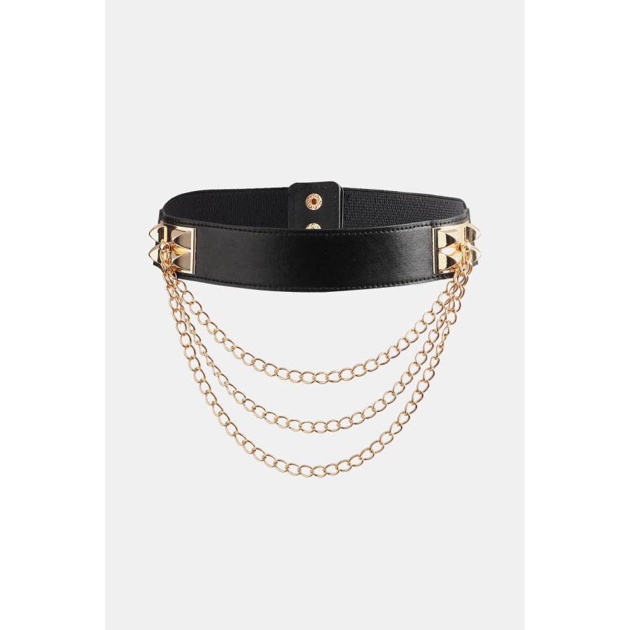 Elastic Belt with Chain Black / One Size