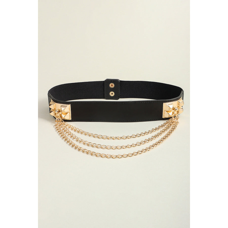 Elastic Belt with Chain Black / One Size
