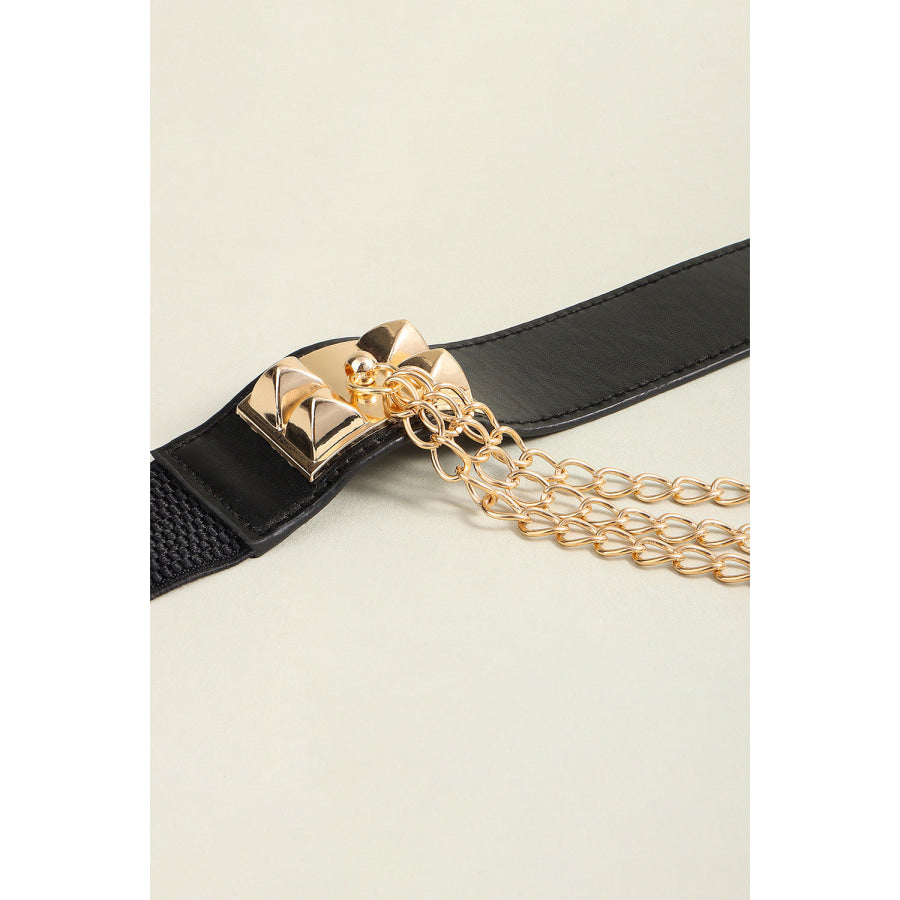 Elastic Belt with Chain Black / One Size