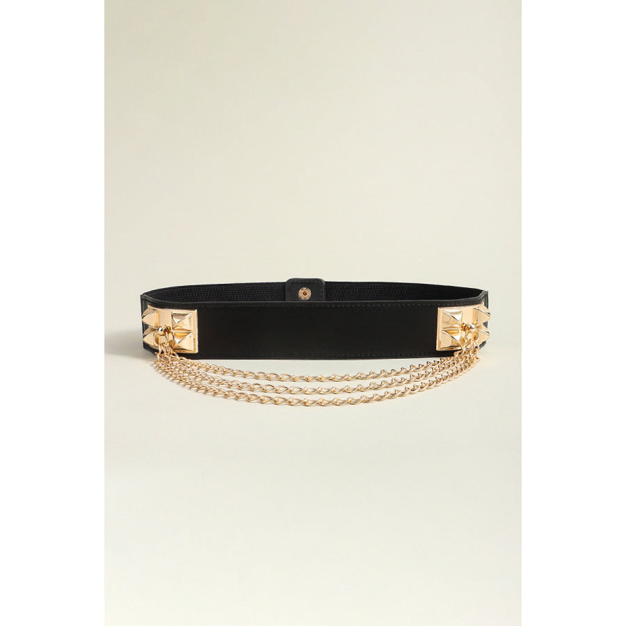 Elastic Belt with Chain Black / One Size