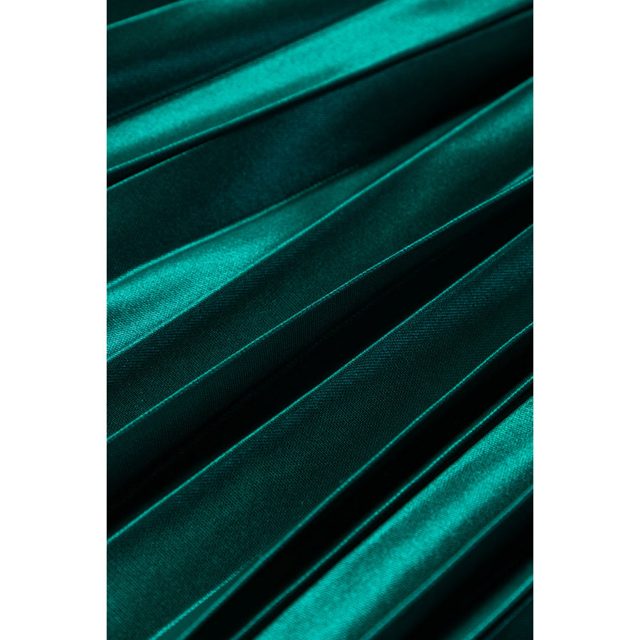 Elastic Waist Pleated Midi Skirt Apparel and Accessories