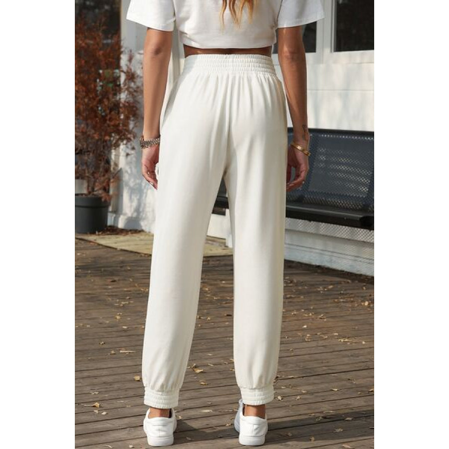 Elastic Waist Pocketed Joggers Clothing