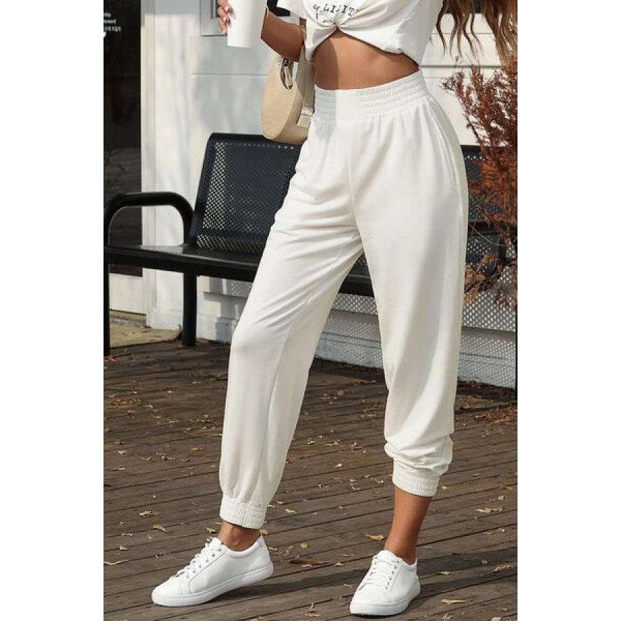 Elastic Waist Pocketed Joggers Clothing