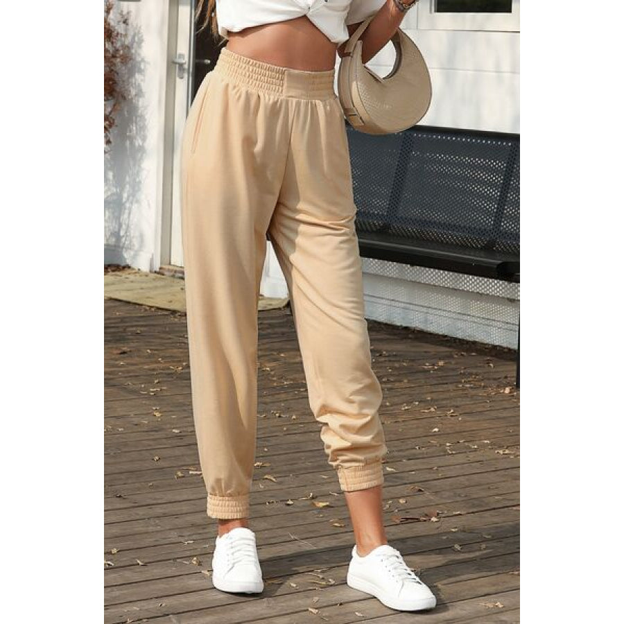 Elastic Waist Pocketed Joggers Clothing