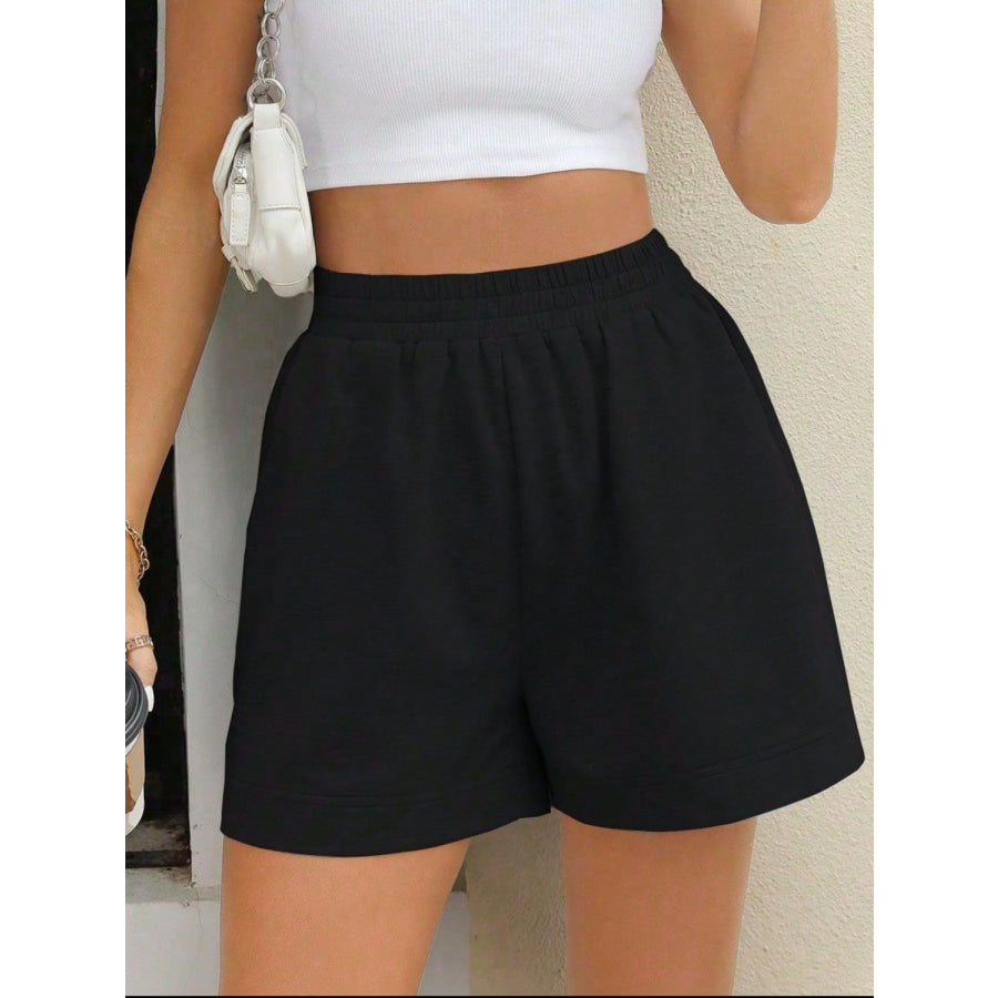 Elastic Waist Shorts Black / S Apparel and Accessories