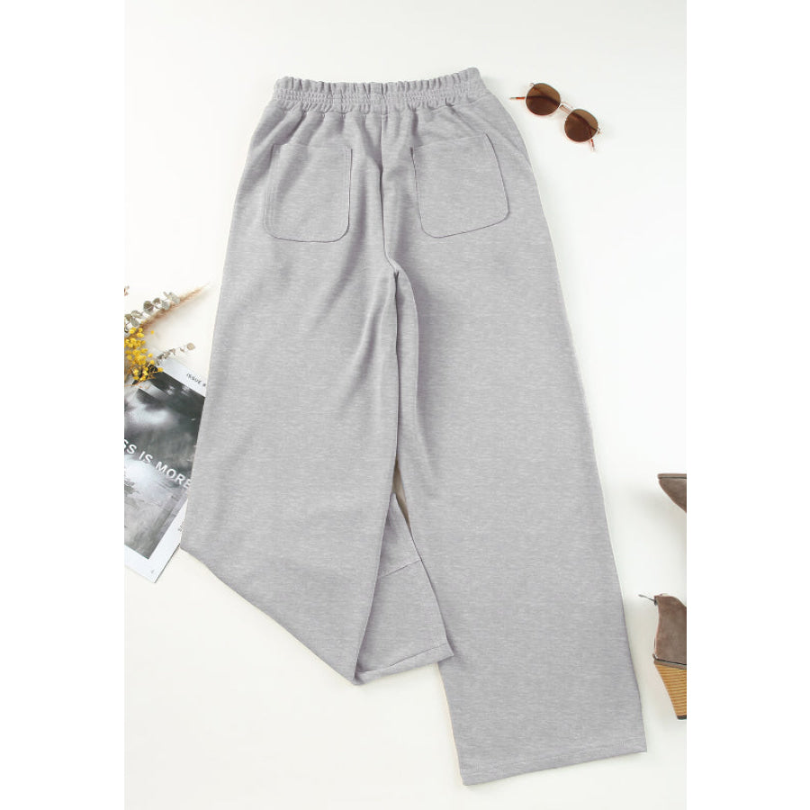 Elastic Waist Sweatpants with Pockets Apparel and Accessories