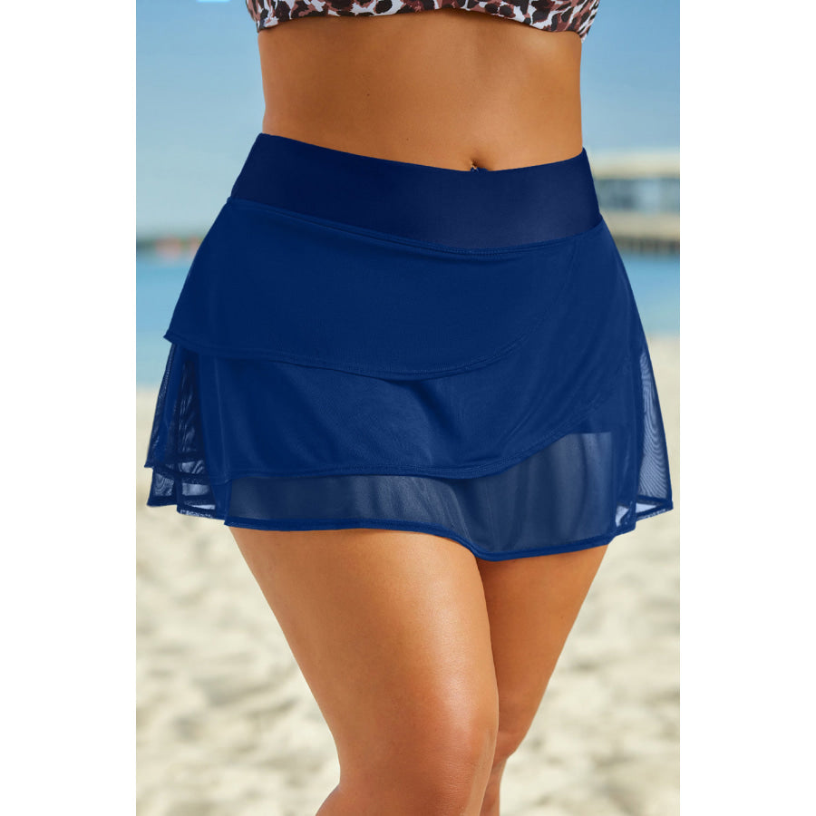 Elastic Waist Swim Skirt Peacock Blue / S Apparel and Accessories