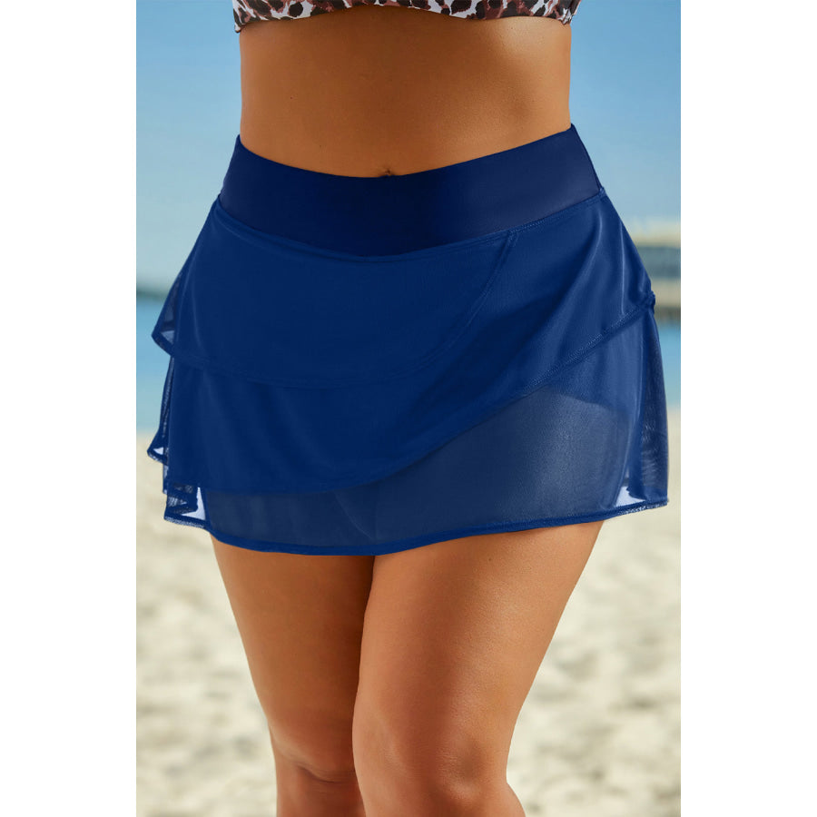 Elastic Waist Swim Skirt Peacock Blue / S Apparel and Accessories