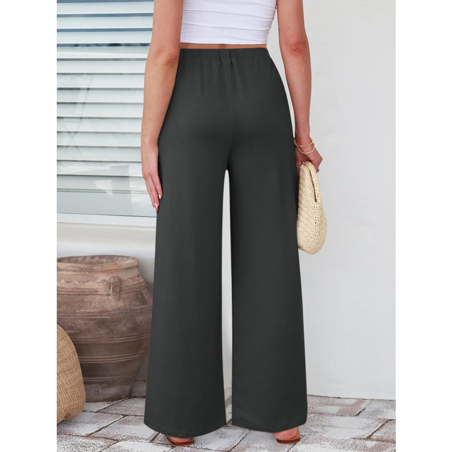 Elastic Waist Wide Leg Pants Apparel and Accessories