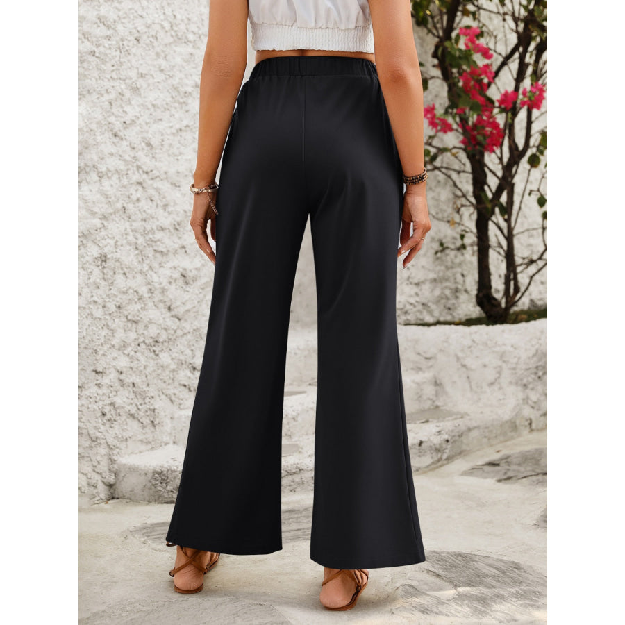 Elastic Waist Wide Leg Pants Apparel and Accessories