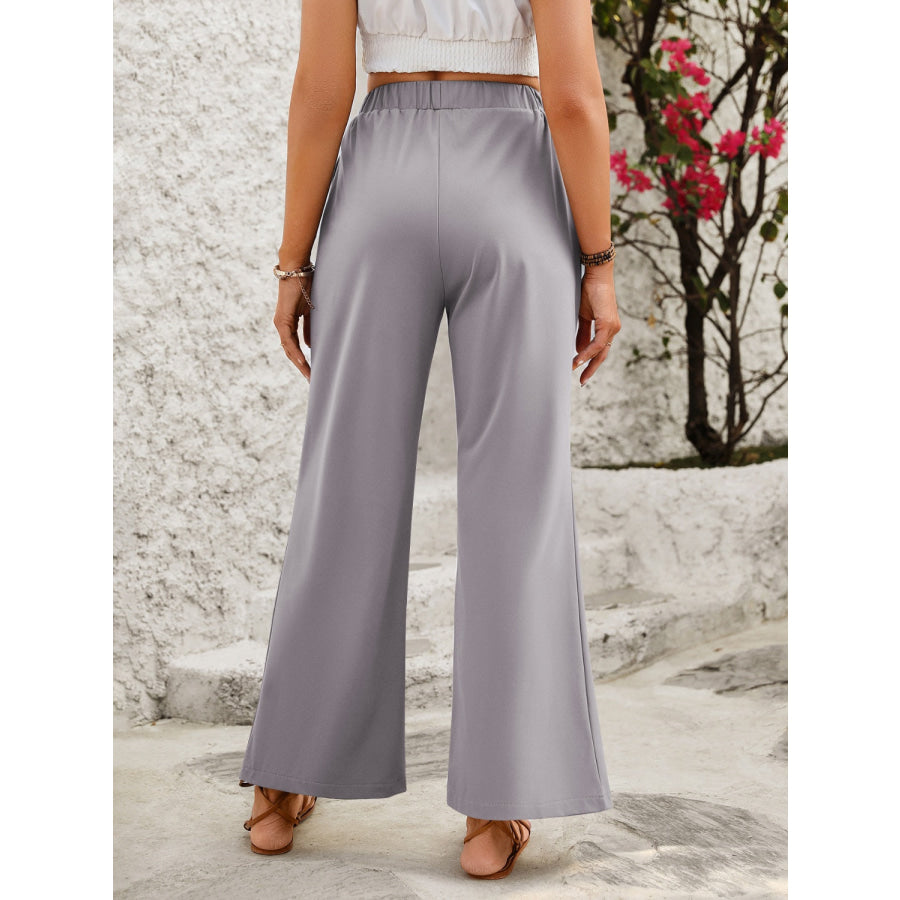 Elastic Waist Wide Leg Pants Apparel and Accessories