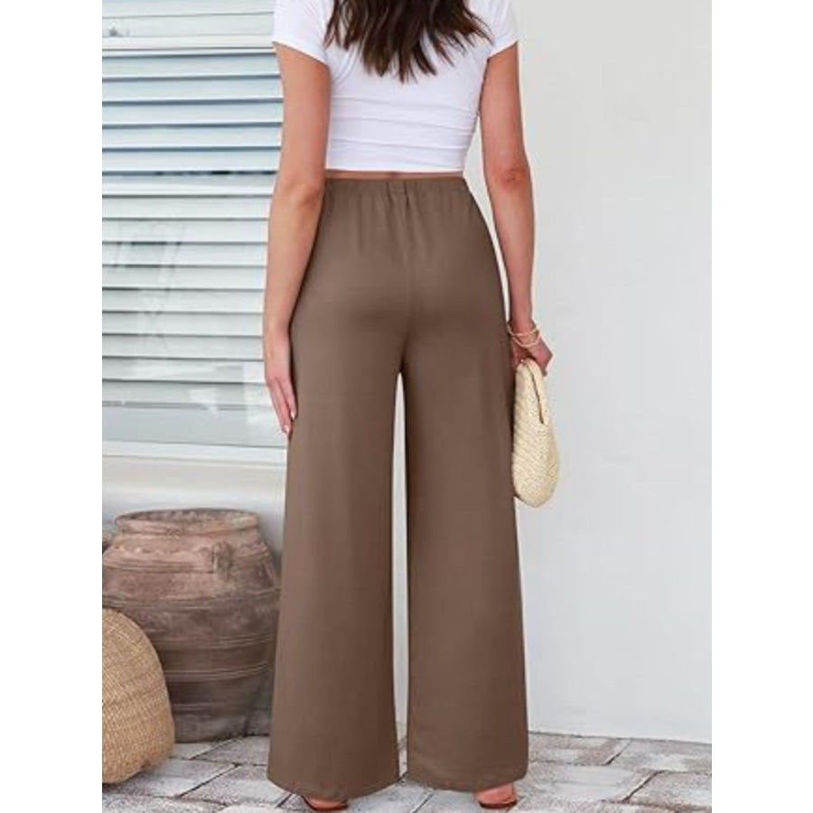 Elastic Waist Wide Leg Pants Apparel and Accessories