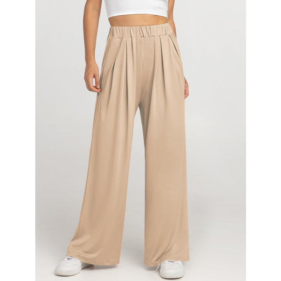 Elastic Waist Wide Leg Pants Apparel and Accessories