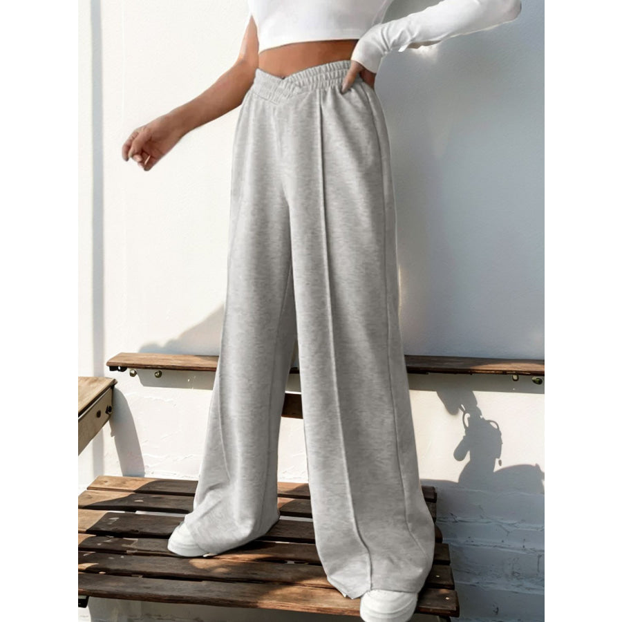 Elastic Waist Wide Leg Pants Apparel and Accessories