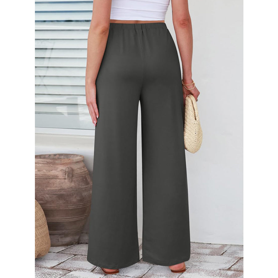 Elastic Waist Wide Leg Pants Apparel and Accessories