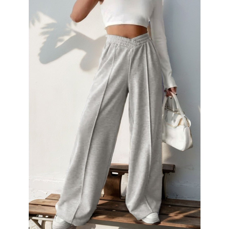 Elastic Waist Wide Leg Pants Apparel and Accessories