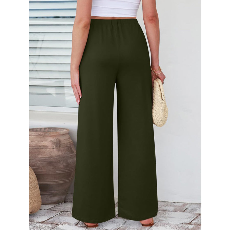Elastic Waist Wide Leg Pants Apparel and Accessories